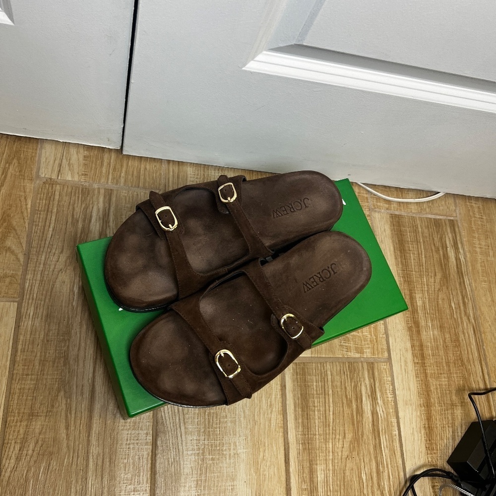 J. Crew New Colbie buckle sandals in suede brown size 8 - Picture 6 of 11